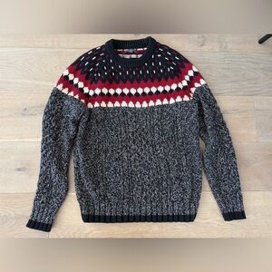 LL Bean signature 100% cotton fair isle cable knit cozy sweater - size medium